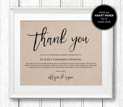 wedding registry charity donation wording.